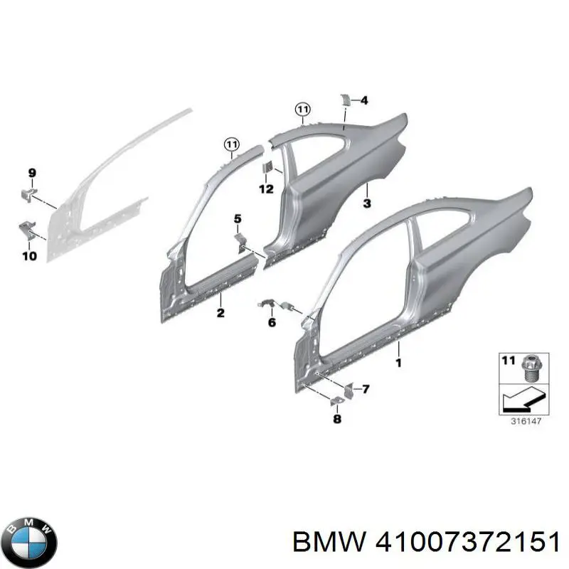 Крило заднє ліве 41007372151 BMW