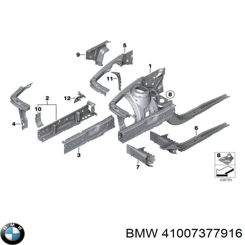 Купити 41007377916 BMW Панель бризковика (лонжерону) моторного відсіку, права