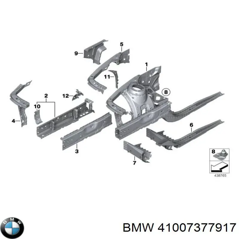 Лонжерон рами передній лівий BMW 41007377917 ціна, від 122.33 USD