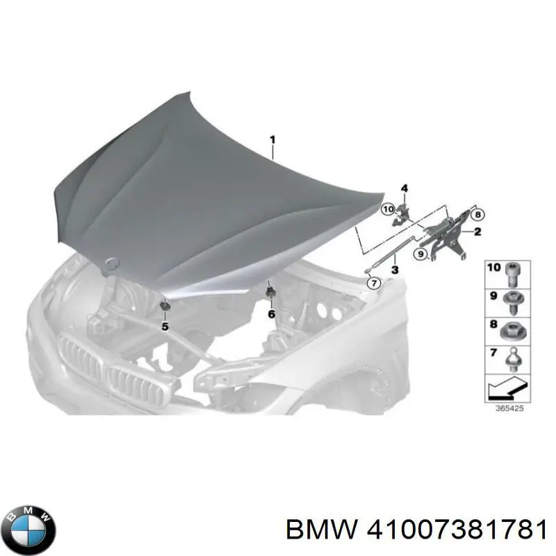 41007381781 BMW Завіс капота, лівий
