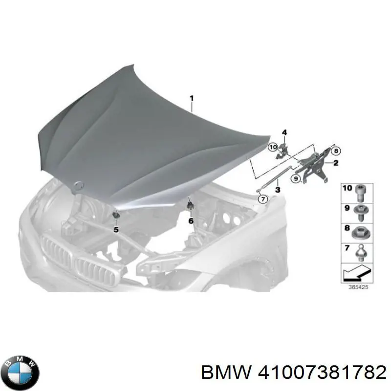 Завіса капота права BMW 41007381782 ціна, від 66.14 USD