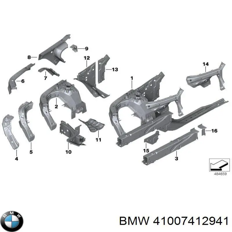 Купити 41007412941 BMW Лонжерон рами передній лівий