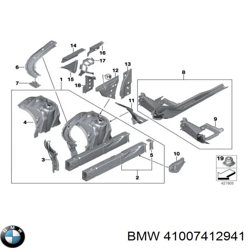 Лонжерон рами передній лівий BMW 41007412941 ціна, від 493.55 USD