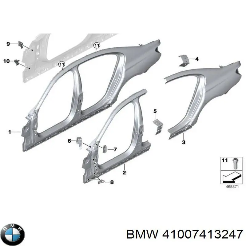 Отвір передніх лівих дверей BMW 41007413247 ціна, від 126.69 USD