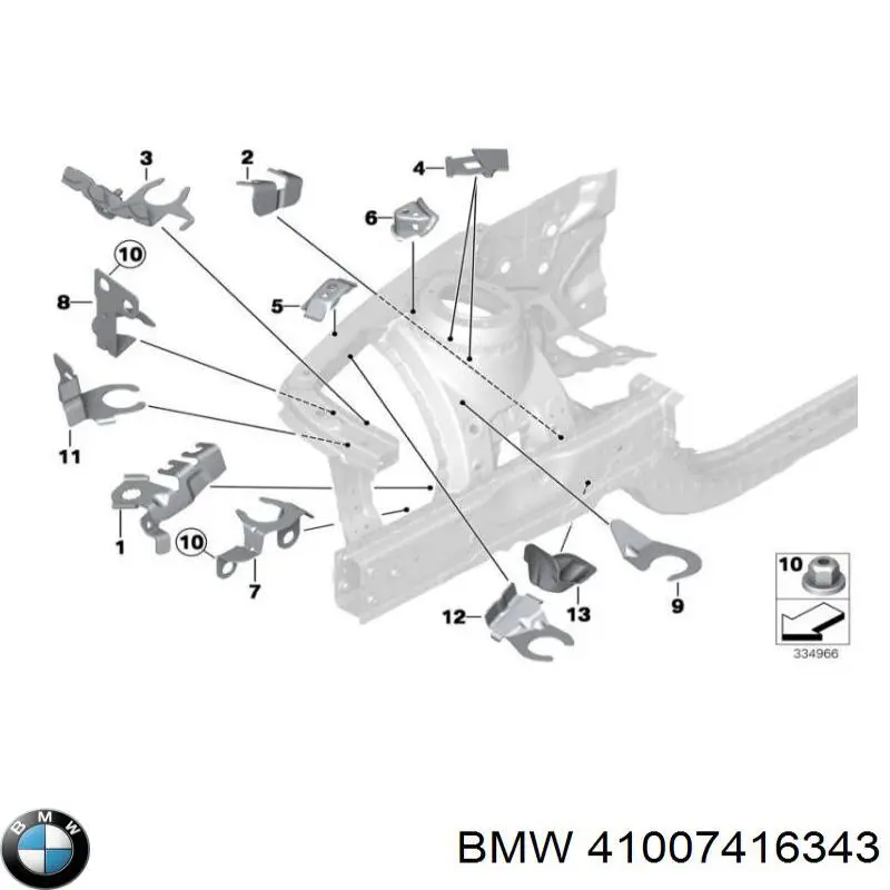 Лонжерон рами передній лівий BMW 41007416343 ціна, від 240.71 USD