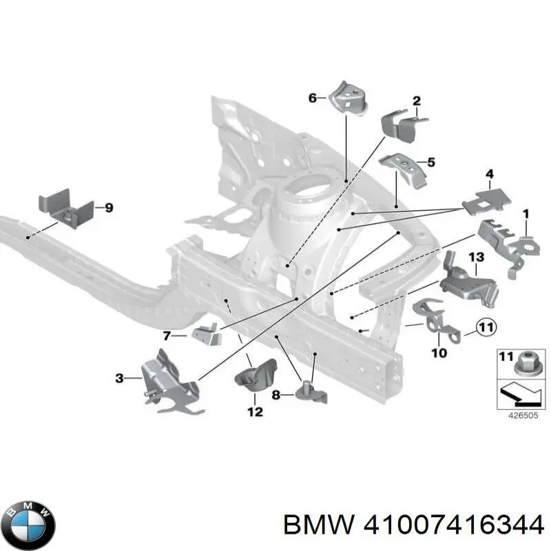 Купити 41007416344 BMW Лонжерон рами передній правий