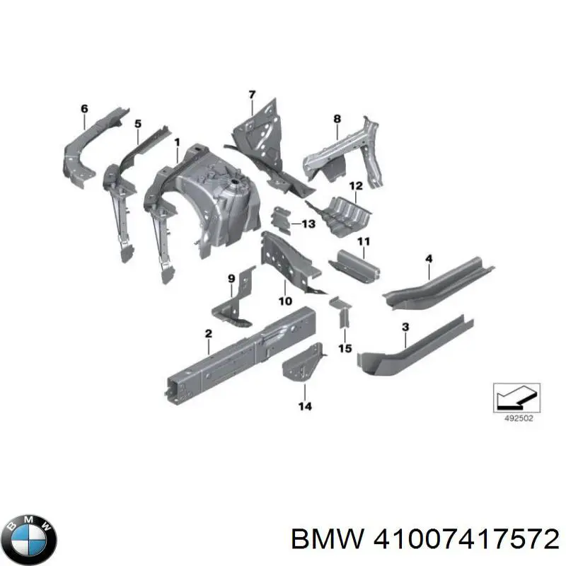 41007417572 BMW Лонжерон рами передній правий
