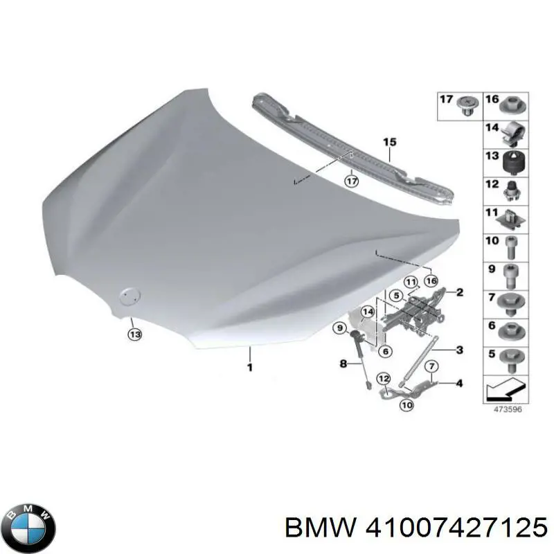 Петля капота, ліва 41007427125 BMW