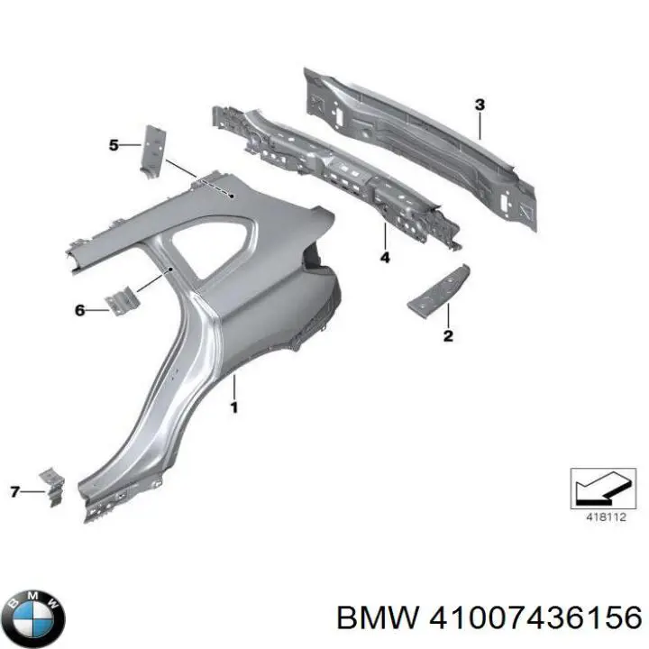 Бічна частина задні праві BMW 41007436156 ціна, від 487.75 USD