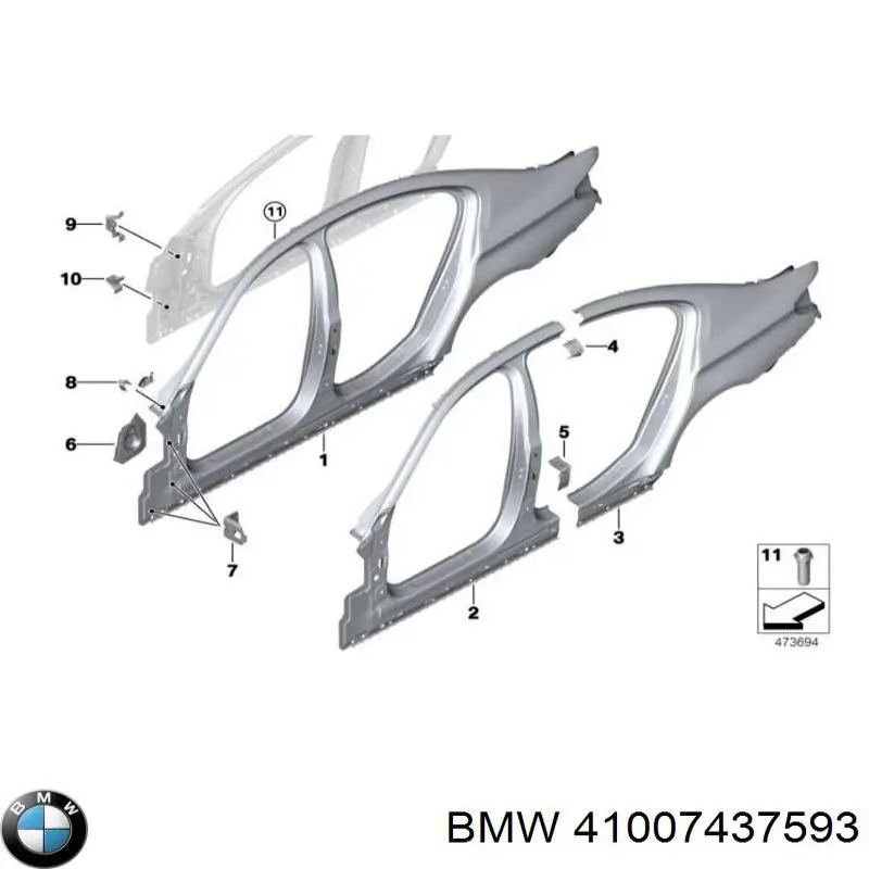 41007437593 BMW Отвір передніх лівих дверей