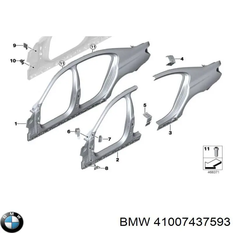 Отвір передніх лівих дверей BMW 41007437593 ціна, від 506.75 USD