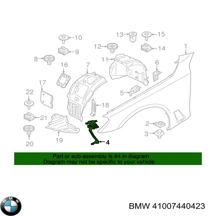 Кронштейн кріплення крила переднього лівого, передній BMW 41007440423 ціна, від 37.11 USD