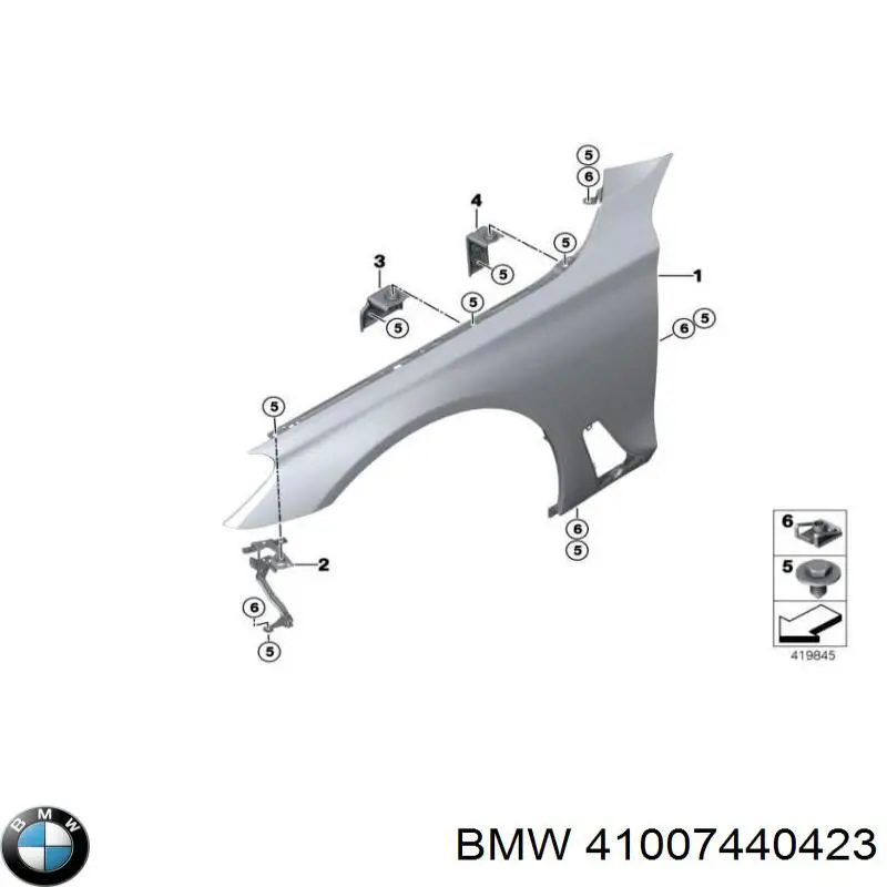 41007440423 BMW Кронштейн кріплення крила переднього лівого, передній