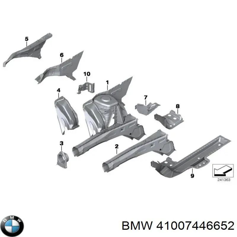 41007446652 BMW Лонжерон рами передній правий
