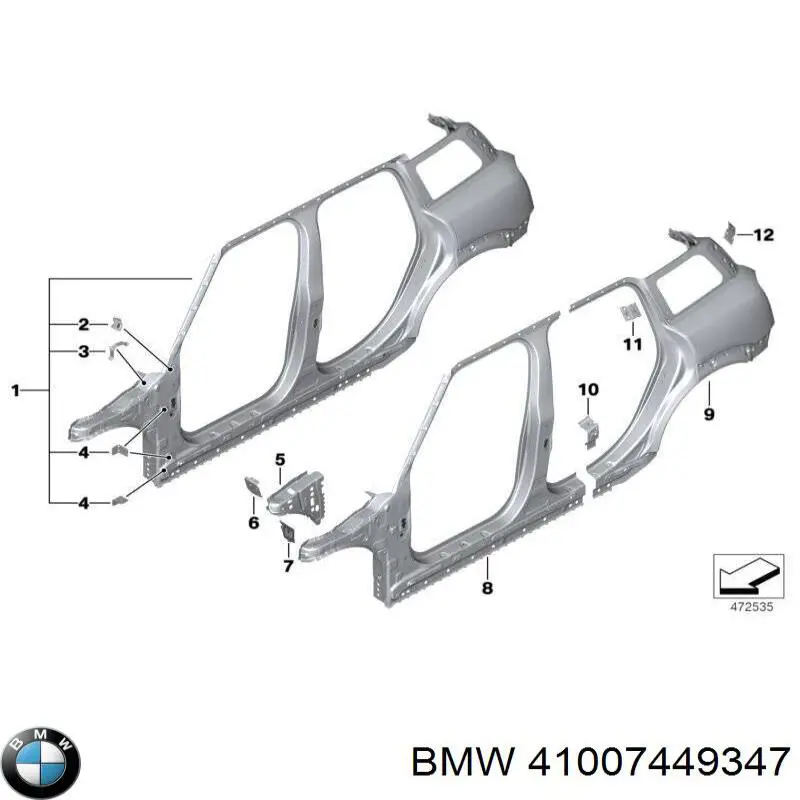 Крило заднє BMW 41007449347 ціна, від 633.44 USD
