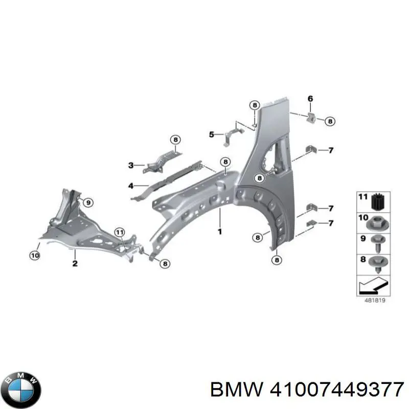 Ліве переднє крило BMW 41007449377 ціна, від 224.97 USD