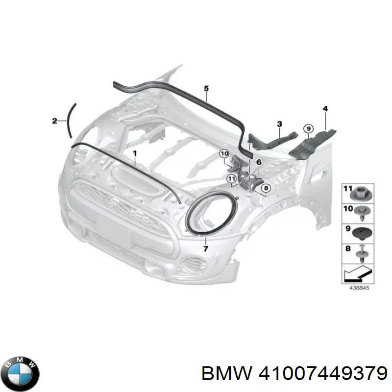 Купити 41007449379 BMW Шарнір капота лівий