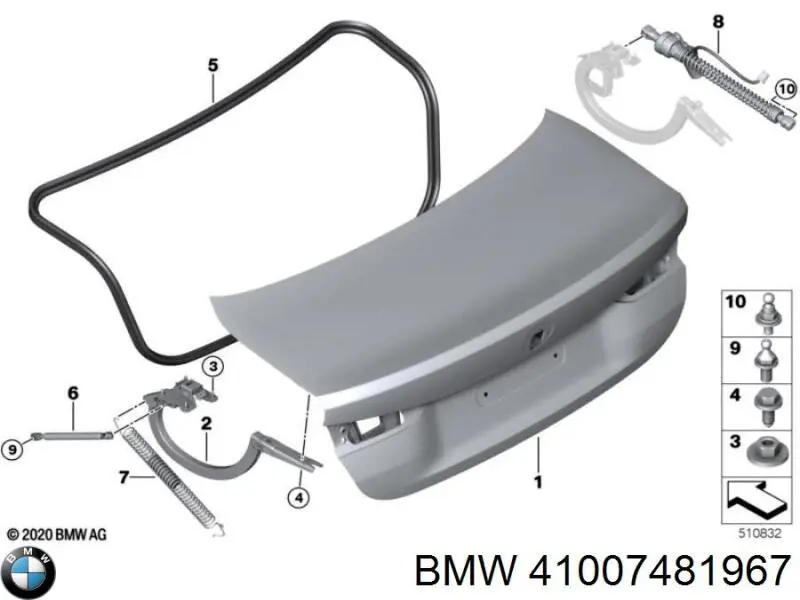 Завіса кришки багажника BMW 41007481967 ціна, від 63.34 USD