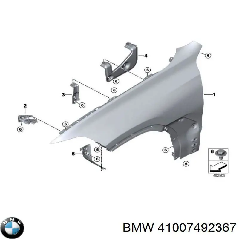 41007492367 BMW Кронштейн кріплення крила переднього лівого верхній