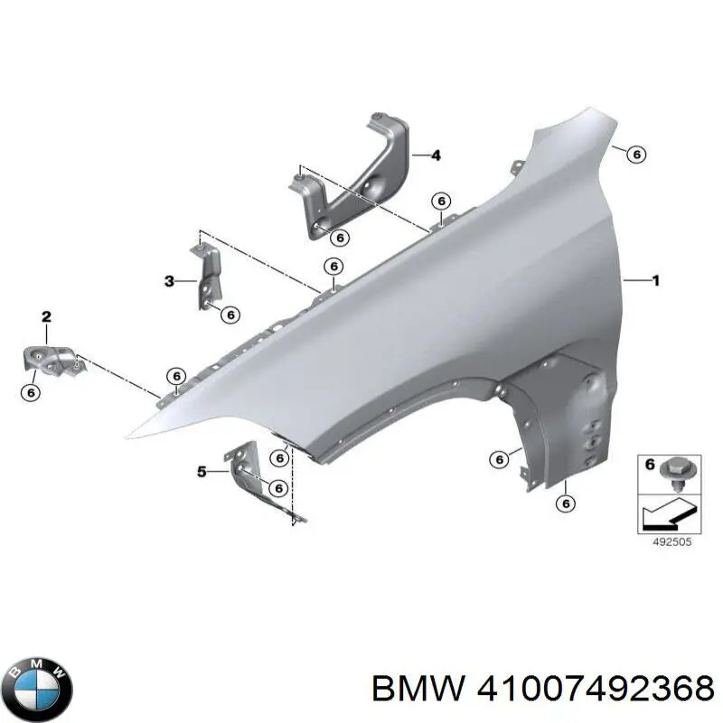 41007492368 BMW Кронштейн крила заднього