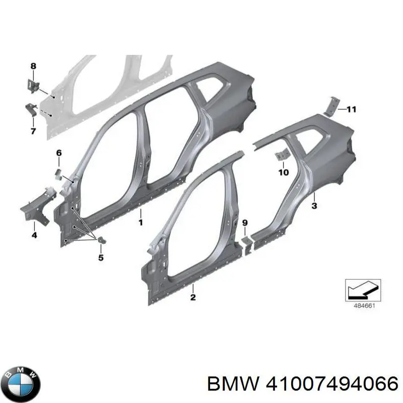 Отвір передніх правих дверей BMW 41007494066 ціна, від 684.11 USD
