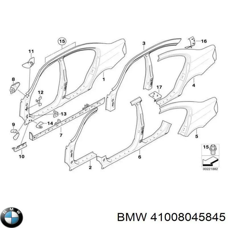 Поріг зовнішній лівий BMW 41008045845 ціна, від 291.38 USD