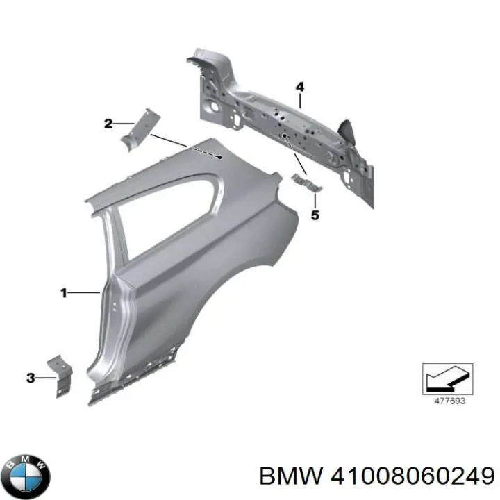 Крило заднє BMW 41008060249 ціна, від 1467.45 USD