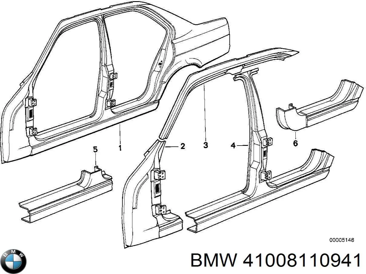 Боковина кузова в зборі BMW 41008110941 ціна, від 696.72 USD
