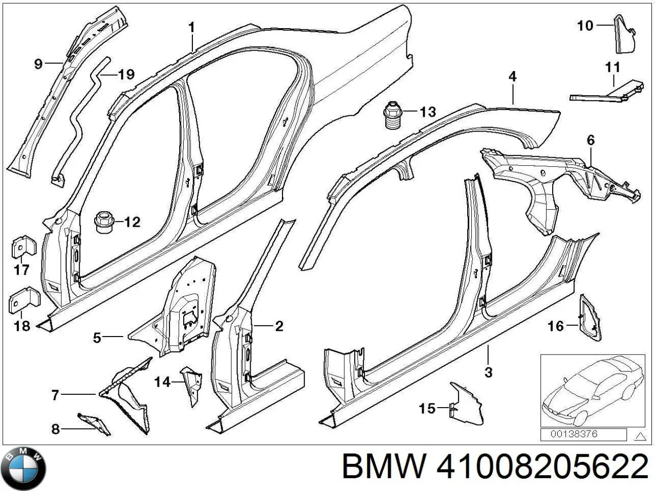 Стійка центральна, права на BMW 5 (E39)