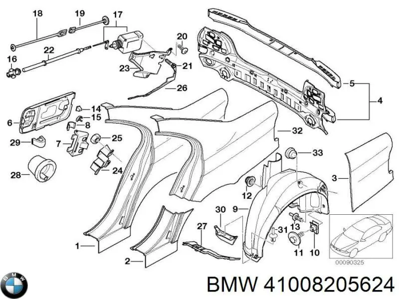 Бічна частина задні праві BMW 41008205624 ціна, від 75.93 USD