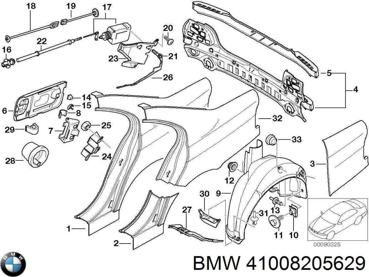 Купити 41008205629 BMW Крило заднє ліве