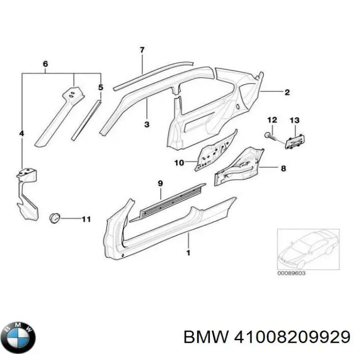 Поріг зовнішній лівий BMW 41008209929 ціна, від 708.14 USD