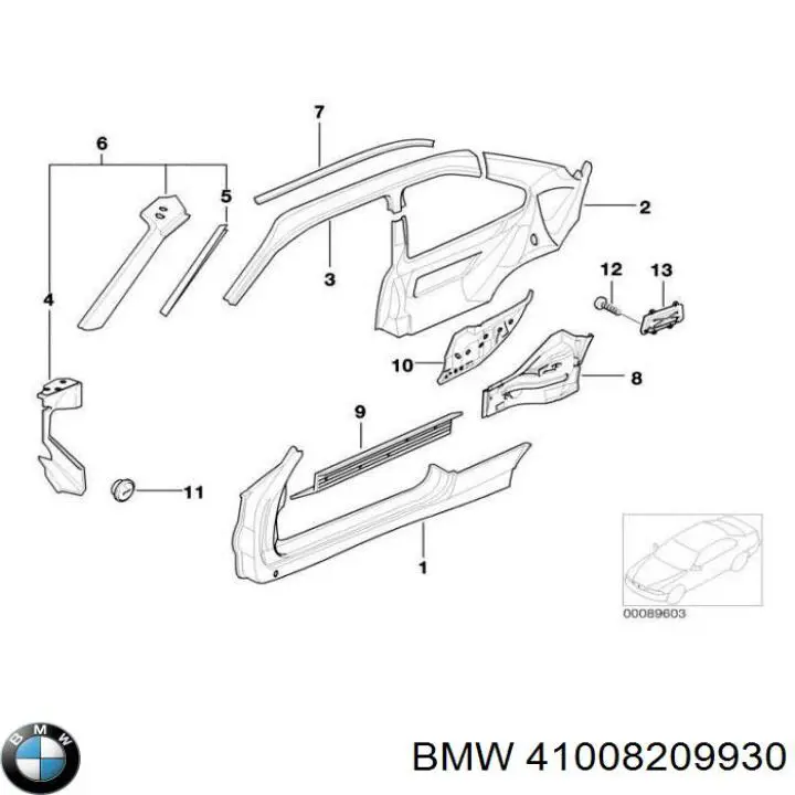 Поріг зовнішній правий на BMW 3 (E36)