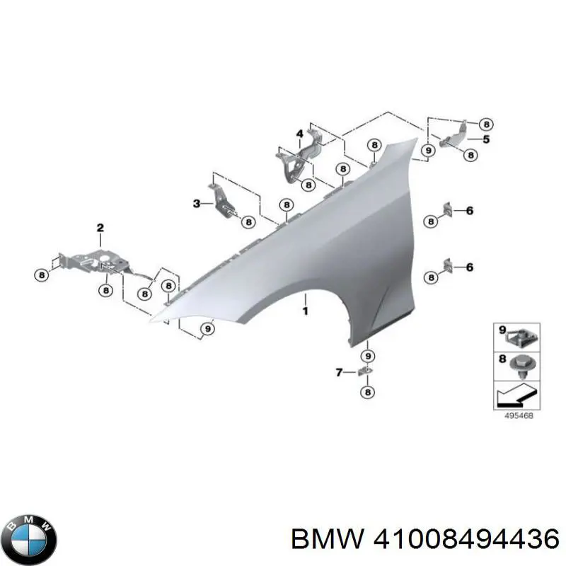 41008494436 BMW Кронштейн кріплення крила переднього правого верхній