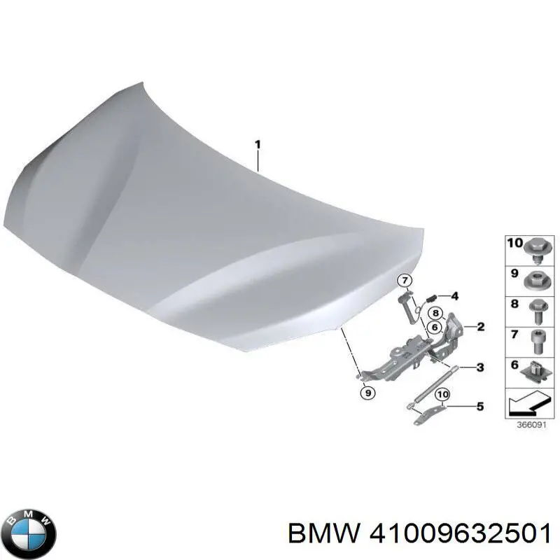 Петля капота, ліва BMW 41009632501 ціна, від 134.51 USD