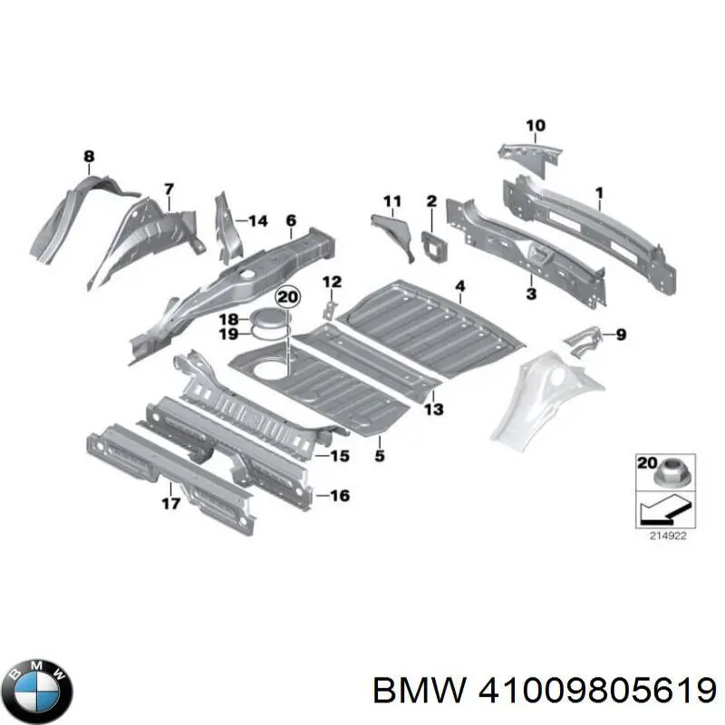 41009805619 BMW Днище багажника / ніша запасного колеса