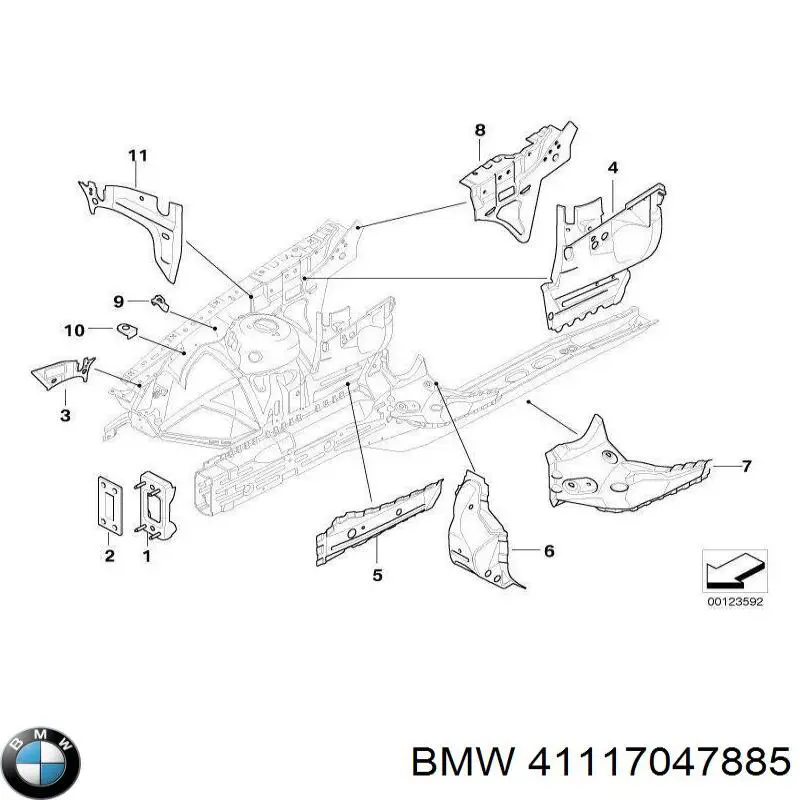 Лонжерон рами передній лівий на BMW 3 (E46)