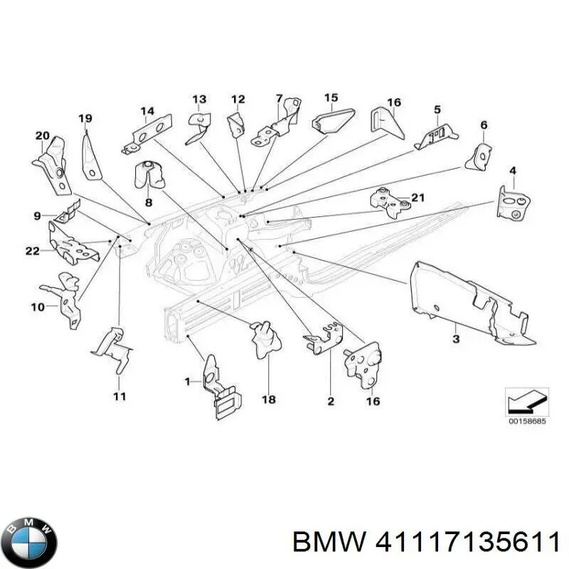 Лонжерон рами передній лівий BMW 41117135611 ціна, від 126.66 USD