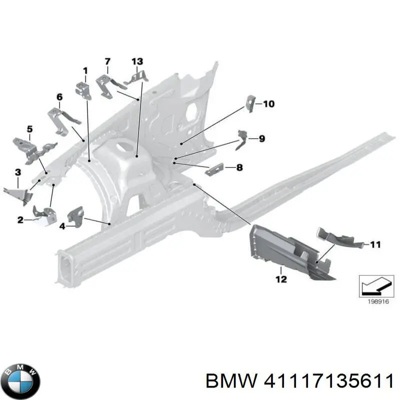 Лонжерон рами передній лівий на BMW 1 (E81, E87)