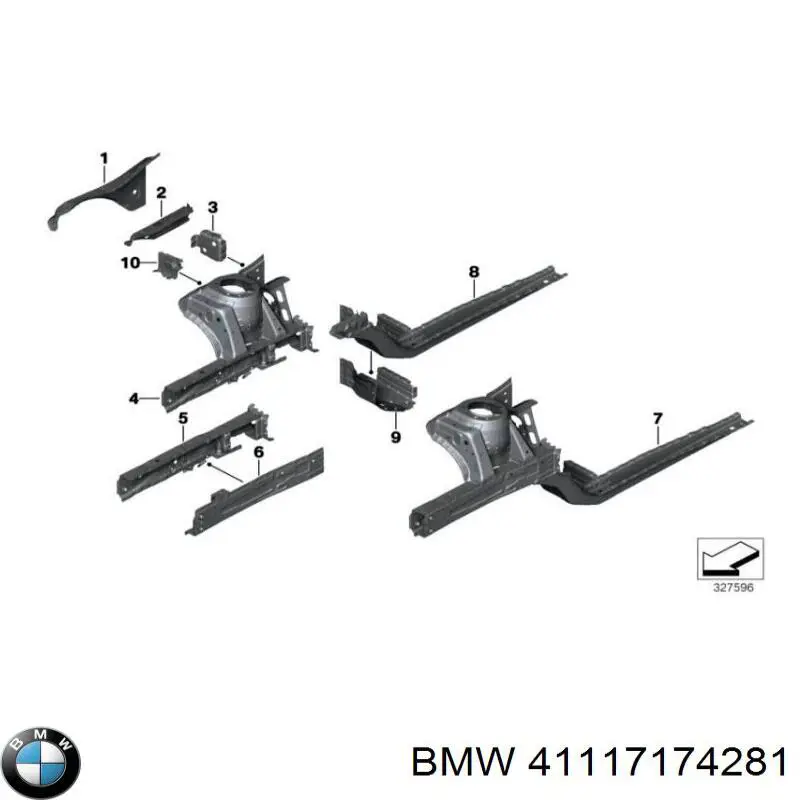 Купити 41117174281 BMW Лонжерон рами передній лівий