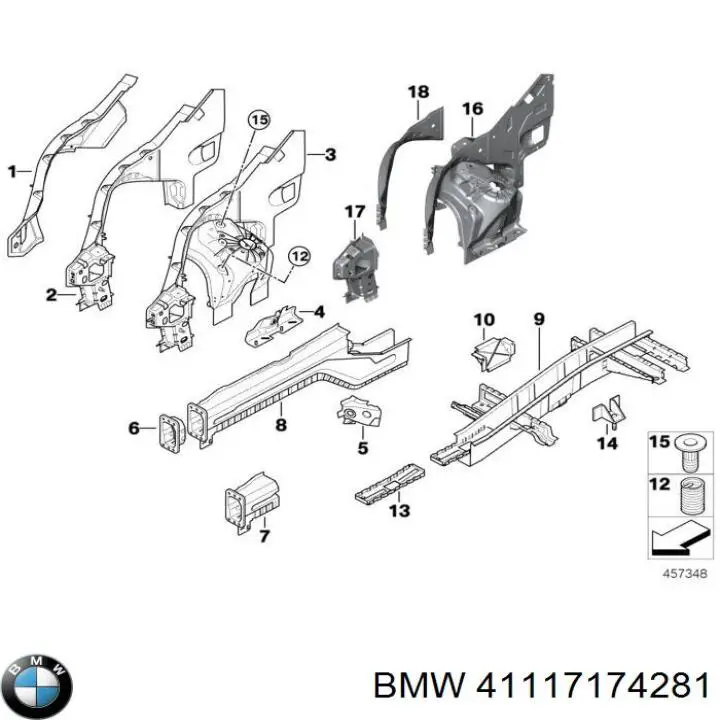 Лонжерон рами передній лівий на BMW X5 (E70)