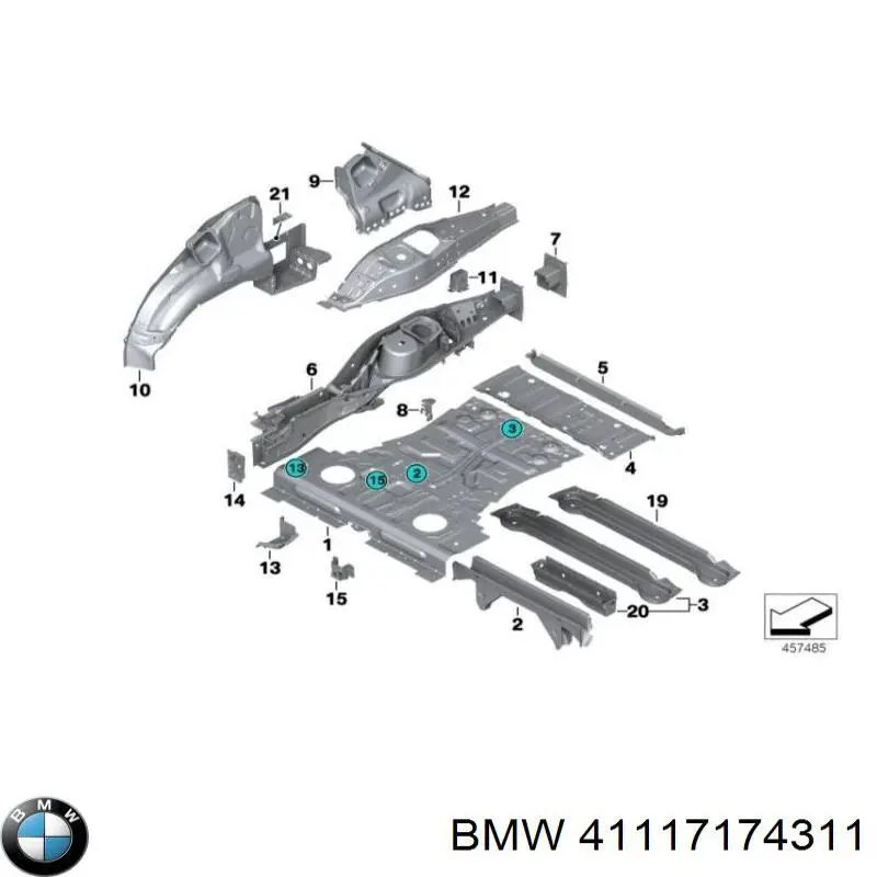 41117174311 BMW Лонжерон рами задній, лівий