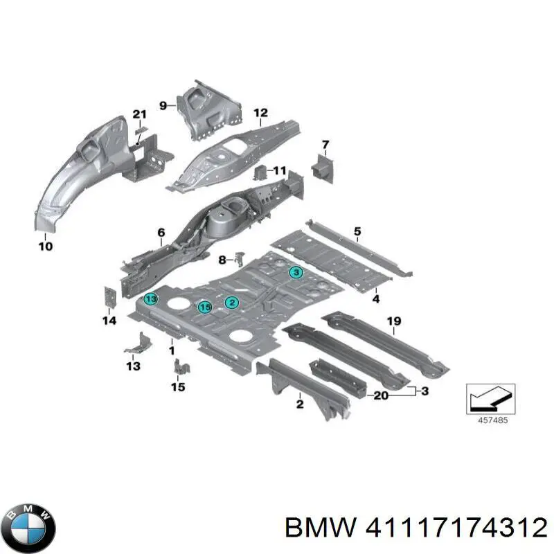 Купити 41117174312 BMW Лонжерон рами задній, правий