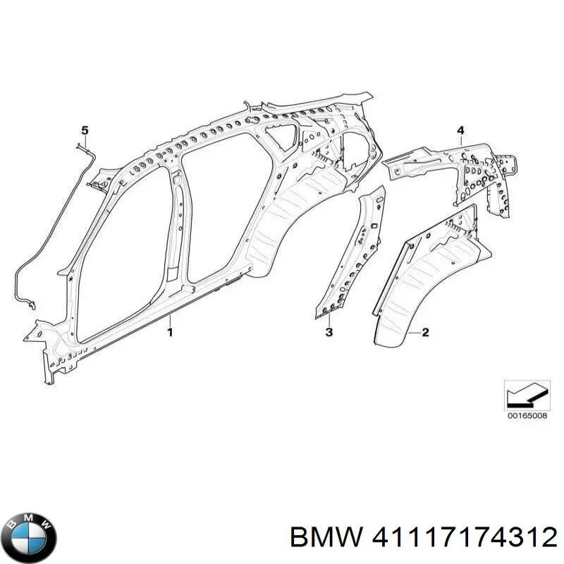 Лонжерон рами задній, правий BMW 41117174312 ціна, від 46.91 USD
