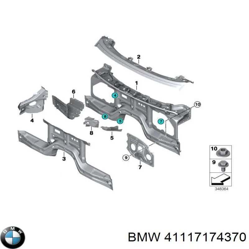 41117174370 BMW супорт радіатора верхній/монтажна панель кріплення фар