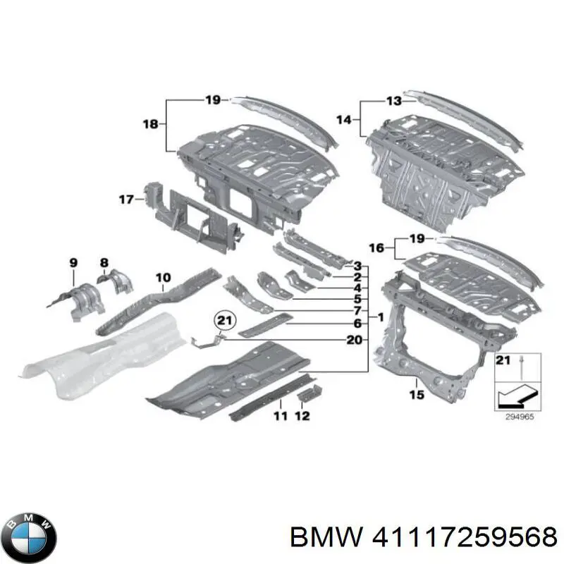 Підстава кабіни (підлога кузова) BMW 41117354832 ціна, від 111.11 USD