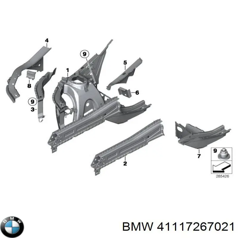 Лонжерон рами передній лівий BMW 41117267021 ціна, від 164.70 USD