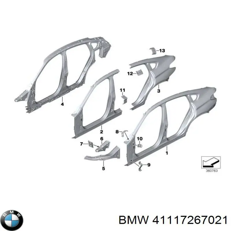 Лонжерон рами передній лівий 41117267021 BMW