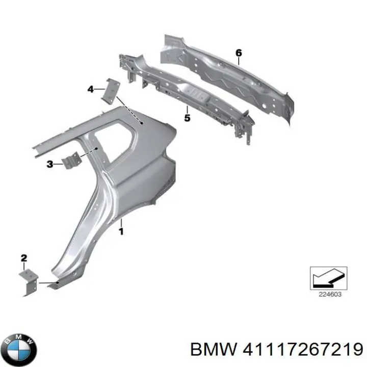 Панель задня, багажного відсіку BMW 41117267219 ціна, від 126.66 USD