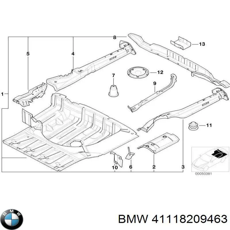  Лонжерон рами задній, лівий BMW 5 